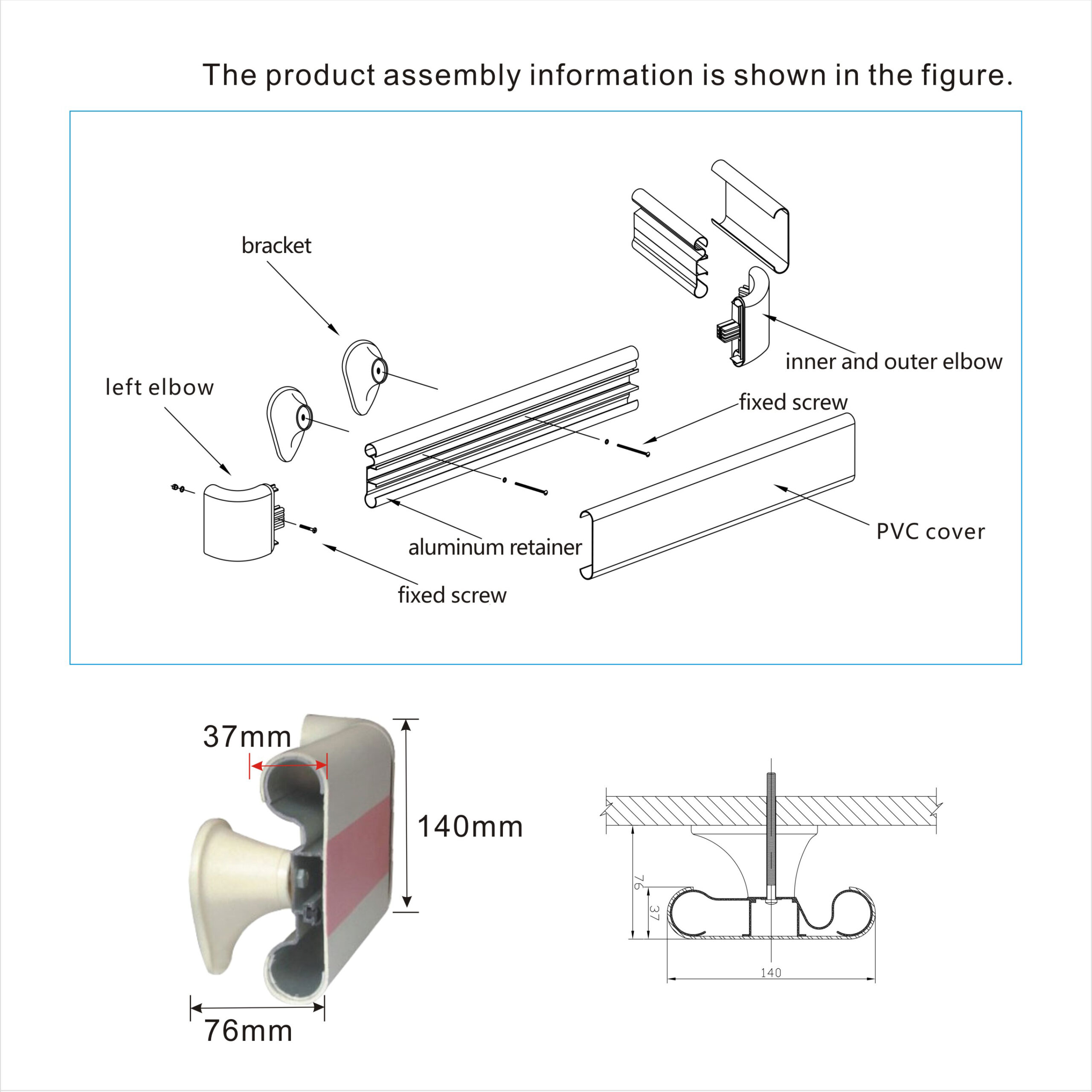 XY-140 Antimicrobial Healthcare Handrail | 140mm Safety Grip for Critical Care Environments