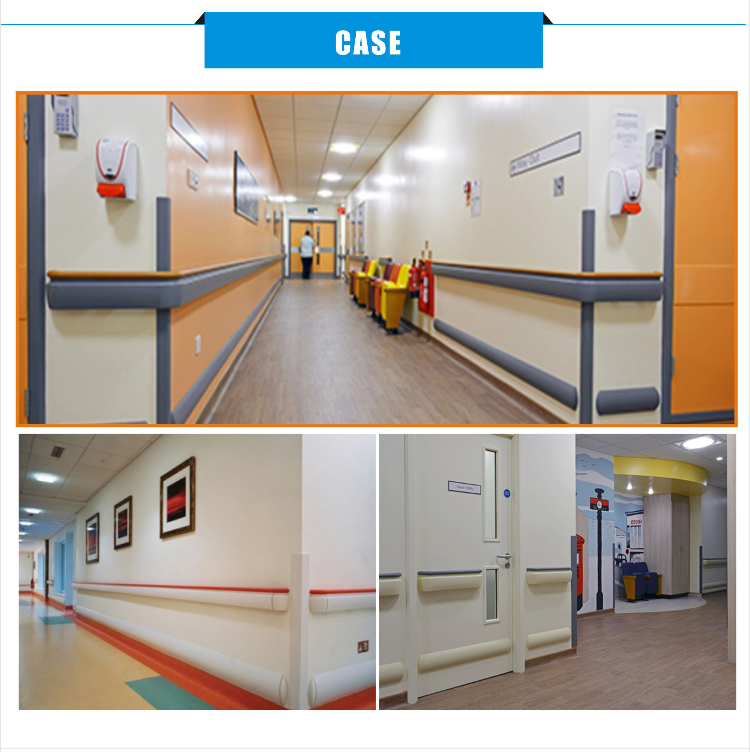 Ceiling Medical Railing Durable & Antibacterial 143mm Medical Handrail | Custom Color | Easy ...