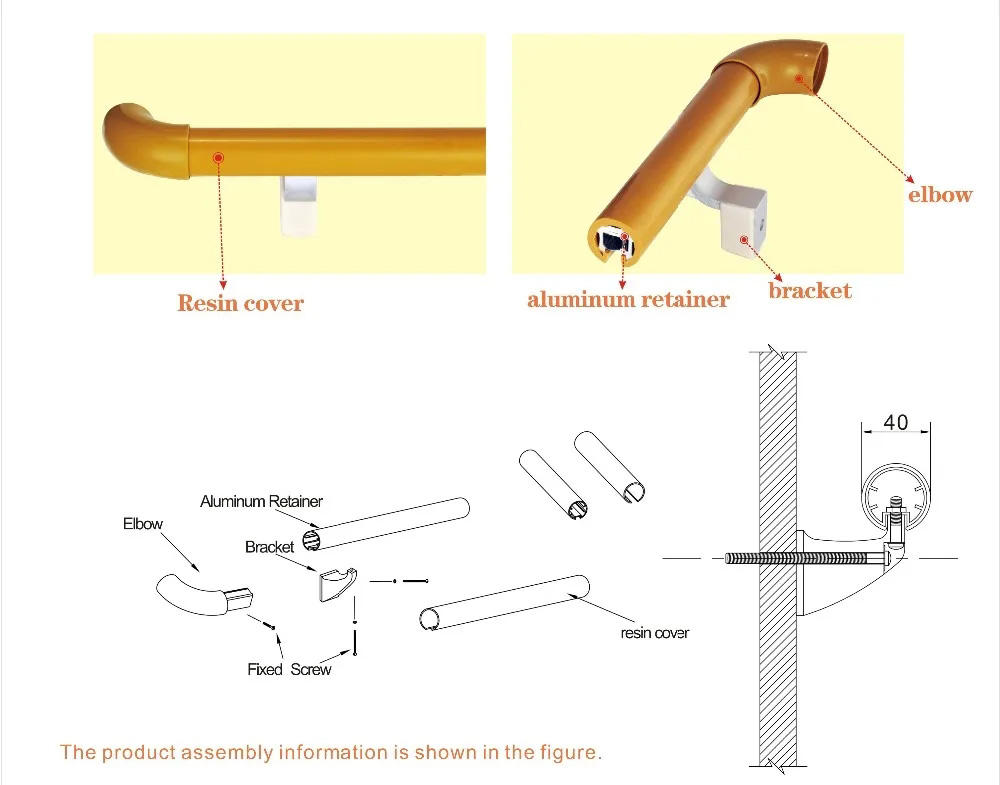 40mm Medical Safety Handrail: Impact-Resistant + Custom Colors | XY-40 Series