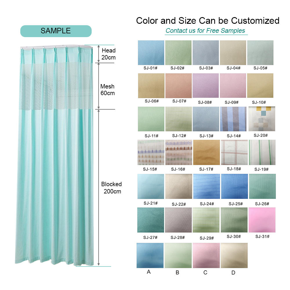 XY-curatin Hospital Cubicle/Privacy Curtain – Polypropylene, Antimicrobial, Mesh-Top Option, Durable & Customizable
