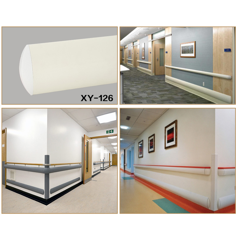 XY 126 Aluminum + PVC Wall Guard – Impact-Resistant, Antibacterial Option, For Healthcare & Hospitality