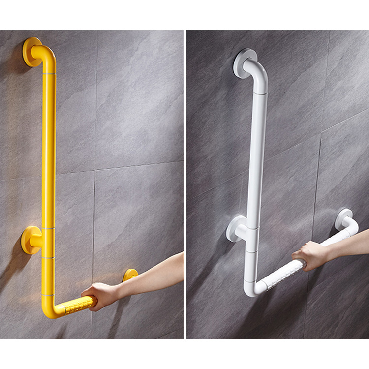 XY32-27 L-Shaped Nylon-Coated Grab Bar, 32 mm | Antibacterial, Water & Rust Resistant | Shower/Toilet/Hotel | OEM Pantone | Factory Wholesale