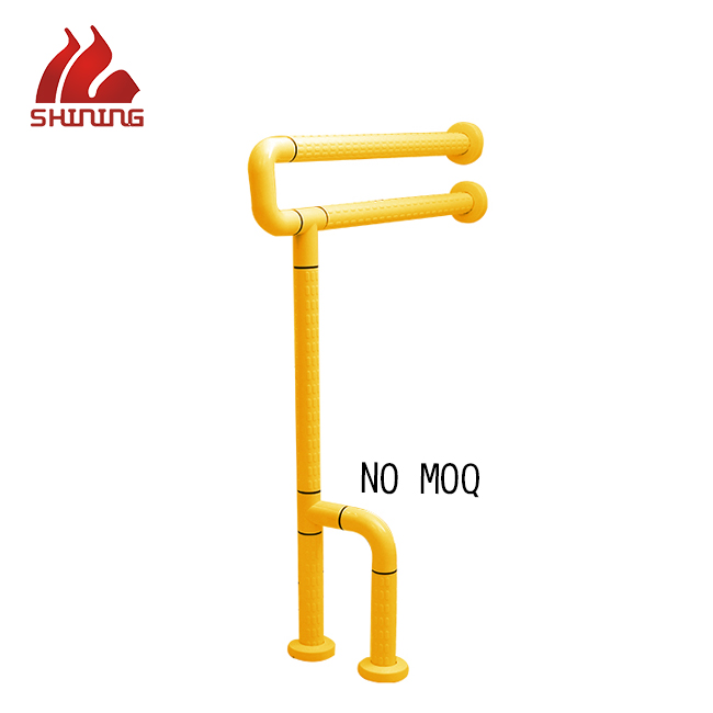 XY32-33 Nylon-Coated Floor-to-Wall Grab Bar, Double Rail, 32 mm, Antibacterial, Rust-Resistant, OEM for Hotel/Toilet/Shower