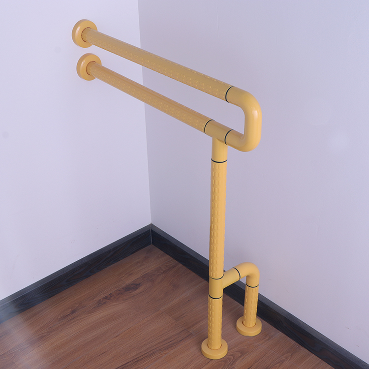 XY32-33 Nylon-Coated Floor-to-Wall Grab Bar, Double Rail, 32 mm, Antibacterial, Rust-Resistant, OEM for Hotel/Toilet/Shower