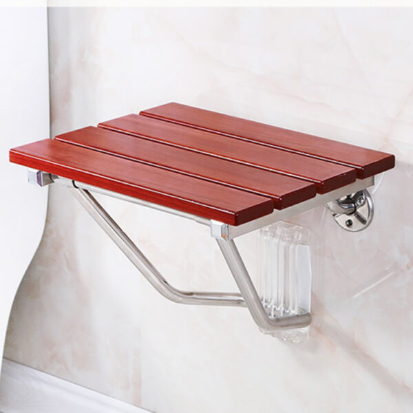 XY320-35-1 Folding Wall-Mounted Shower Seat, 304 Stainless Steel Frame, Wood/ABS Bench, 200 kg Load – Factory Wholesale - Image 2