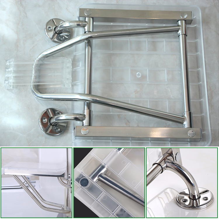 XY 320-35 Heavy-Duty Folding Wall-Mounted Shower Seat, ABS + Aluminum+Plastic, 200 kg Load, White – Factory Wholesale