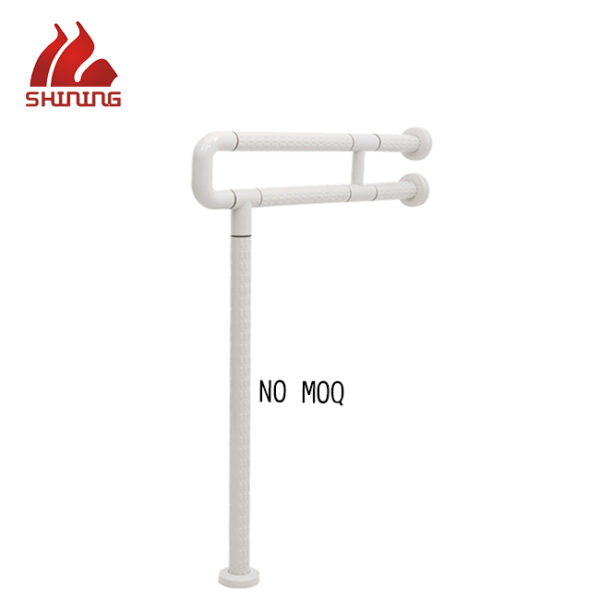 Nylon Wall-to-Floor hotel bathroom grab bar, Double Rail with Support Post, Antibacterial & Non-Slip — Model XY 32-37 | OEM/ODM Factory Wholesale - Image 2