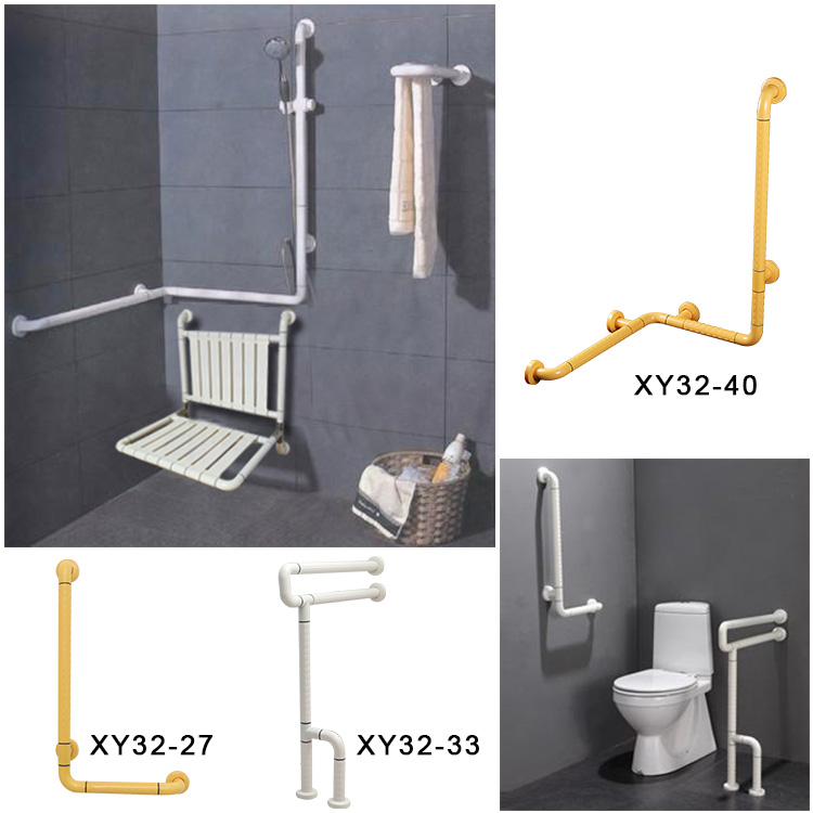 XY32-39 Nylon-Coated L-Shaped Grab Bar | Aluminum Core, Anti-Slip, Antibacterial Option | Wholesale for Hotel, Toilet & Shower