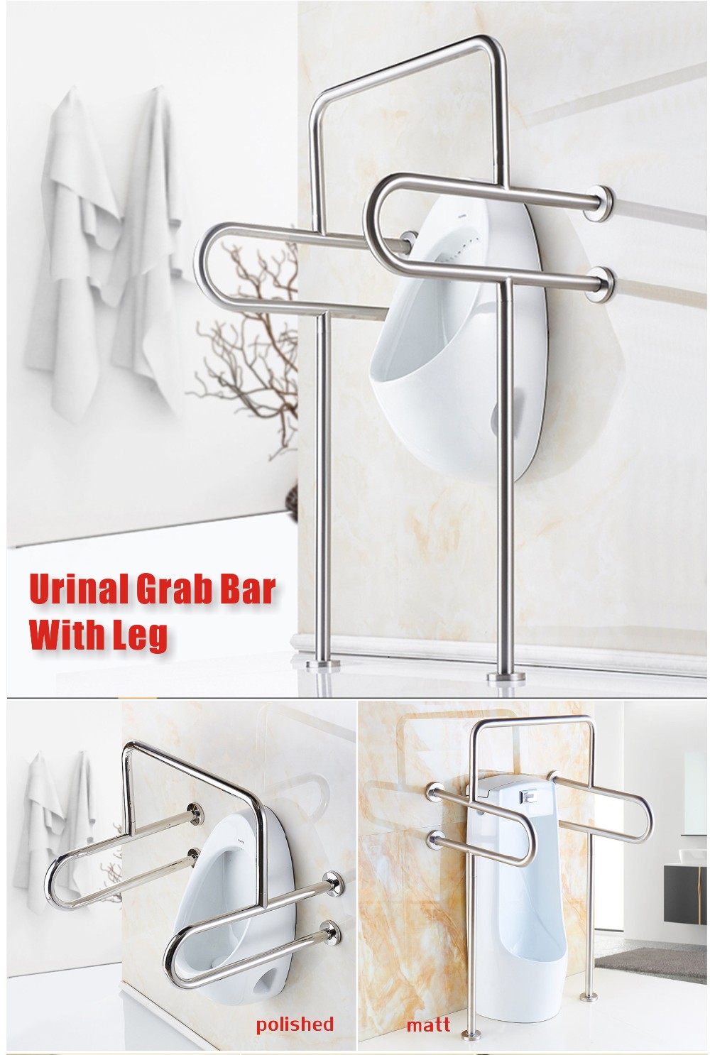 XY32-41 32mm 304 Stainless Steel Grab Bar for Toilet/Shower/Bathtub – Anti-Slip, Polished/Matt, Factory Wholesale