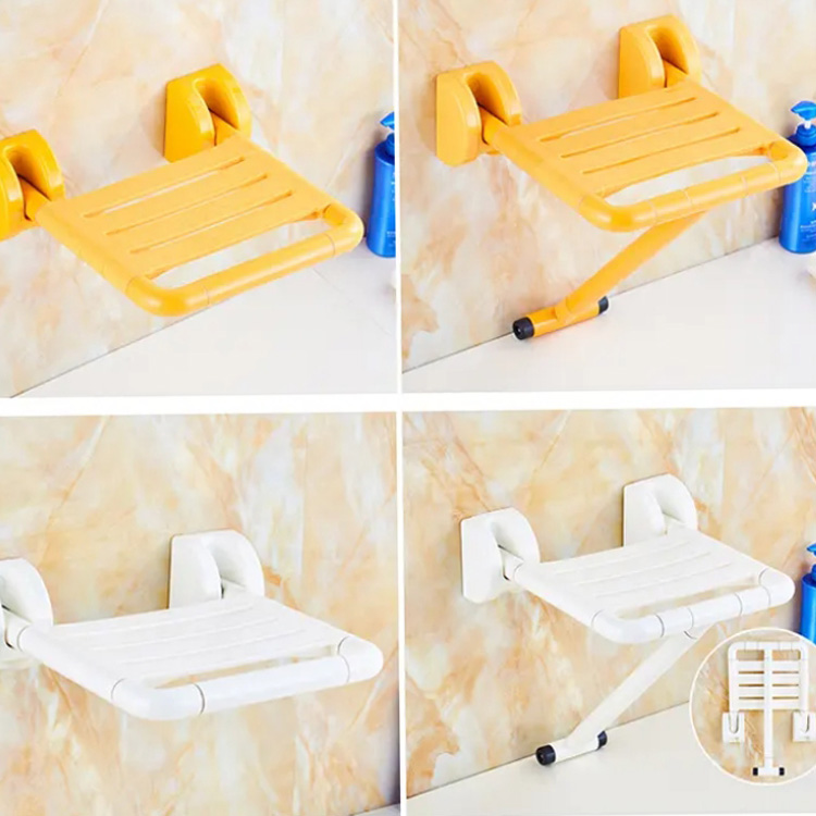 XY320-41 Heavy-Duty Wall-Mounted Folding Shower Seat with Support Leg, Nylon-Coated Stainless/Aluminum, 250 kg Load — Wholesale/OEM