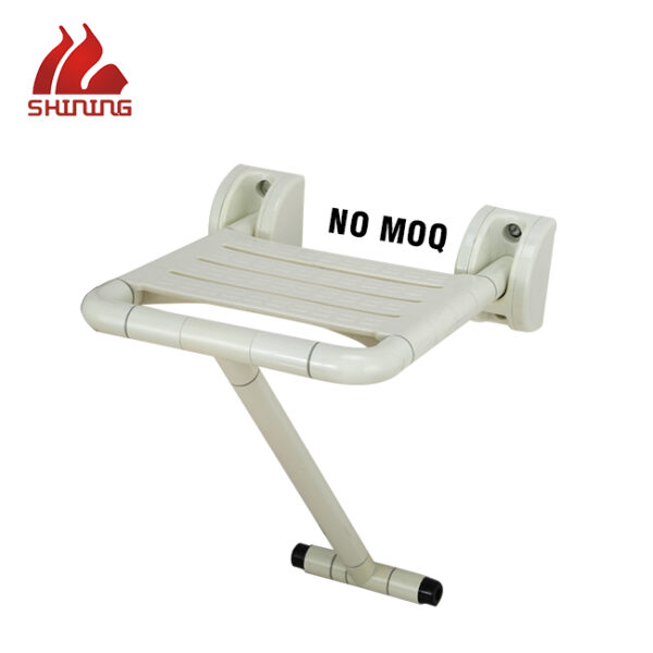 XY320-41 Heavy-Duty Wall-Mounted Folding Shower Seat with Support Leg, Nylon-Coated Stainless/Aluminum, 250 kg Load — Wholesale/OEM - Image 2