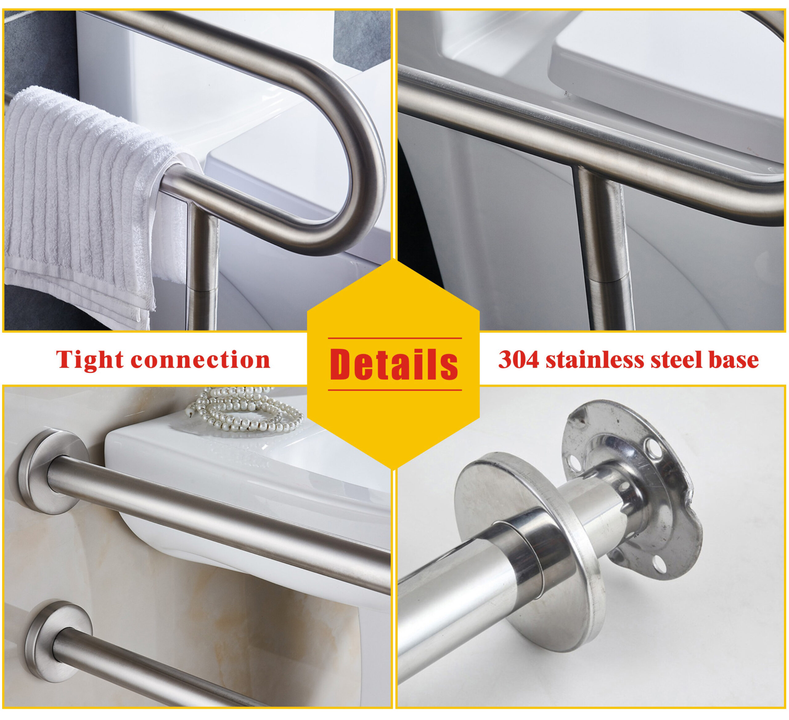 XY32-48 304 Stainless-Steel Grab Bar, 32 mm Dia, Floor-to-Wall Safety Rail for Toilet/Washbasin/Shower — Anti-Slip, Polished/Matte, Wholesale/OEM