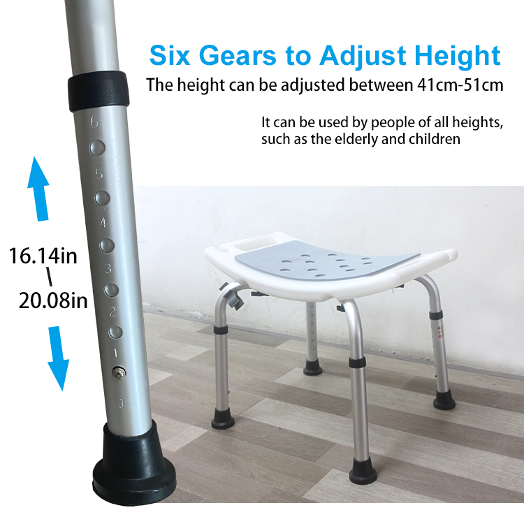 Wholesale Adjustable Shower Stool XY320-48 — Heavy-Duty 300kg Aluminum Bath Seat with Non-Slip EVA Pad & Drain Holes