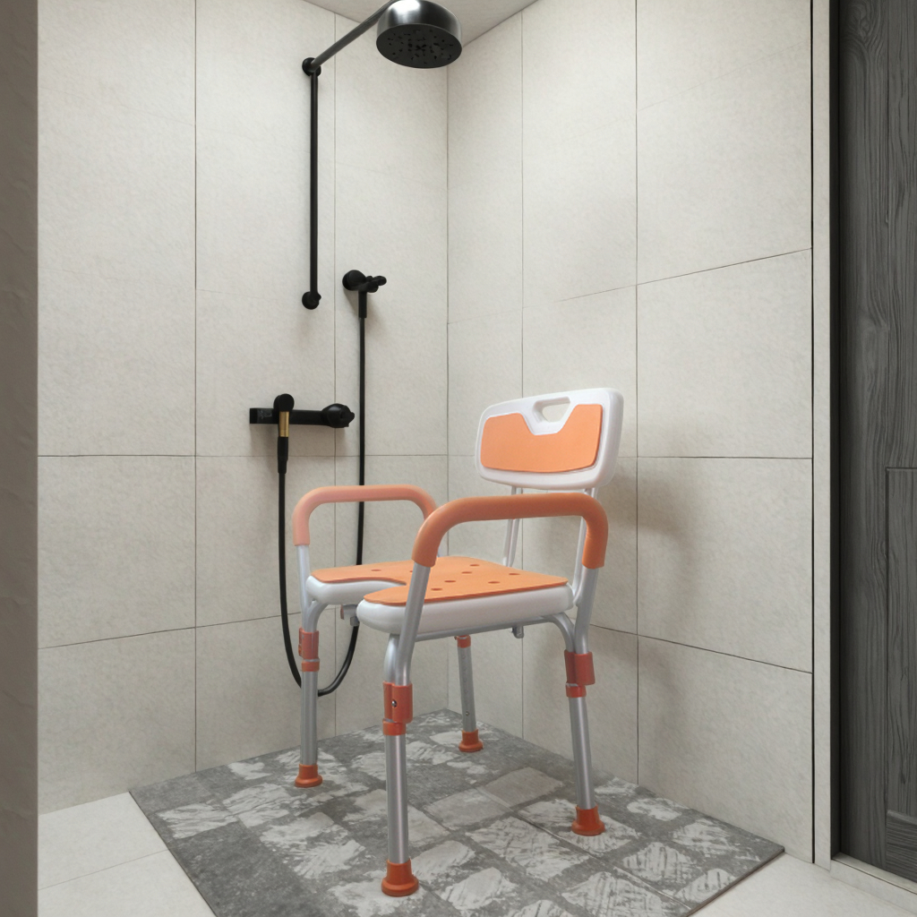 XY320-49 Adjustable Heavy-Duty Shower Chair with Back & Arms, 300 kg Load, Aluminum Frame, EVA/PE Seat – Wholesale & OEM