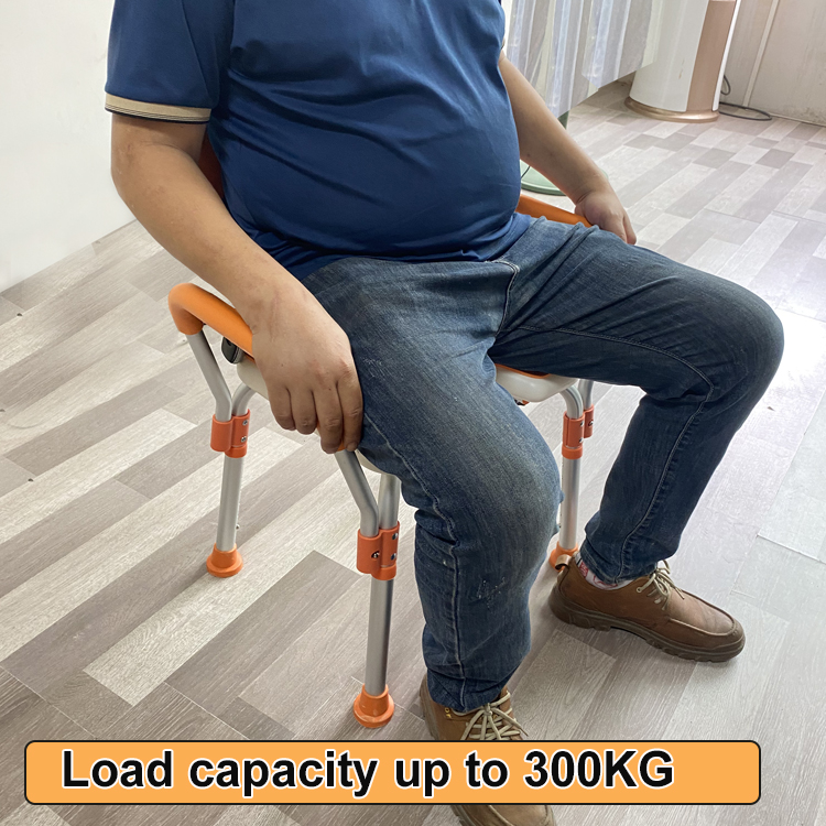 XY320-49 Adjustable Heavy-Duty Shower Chair with Back & Arms, 300 kg Load, Aluminum Frame, EVA/PE Seat – Wholesale & OEM
