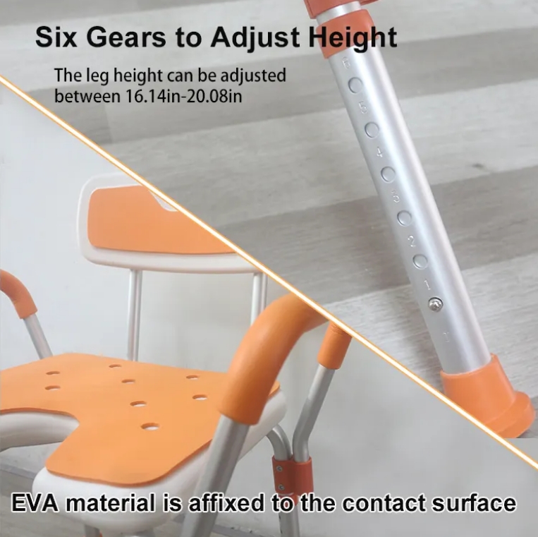 Wholesale 300 kg Adjustable Aluminum Shower Chair with Back & Arms, EVA Seat – Model XY320-51