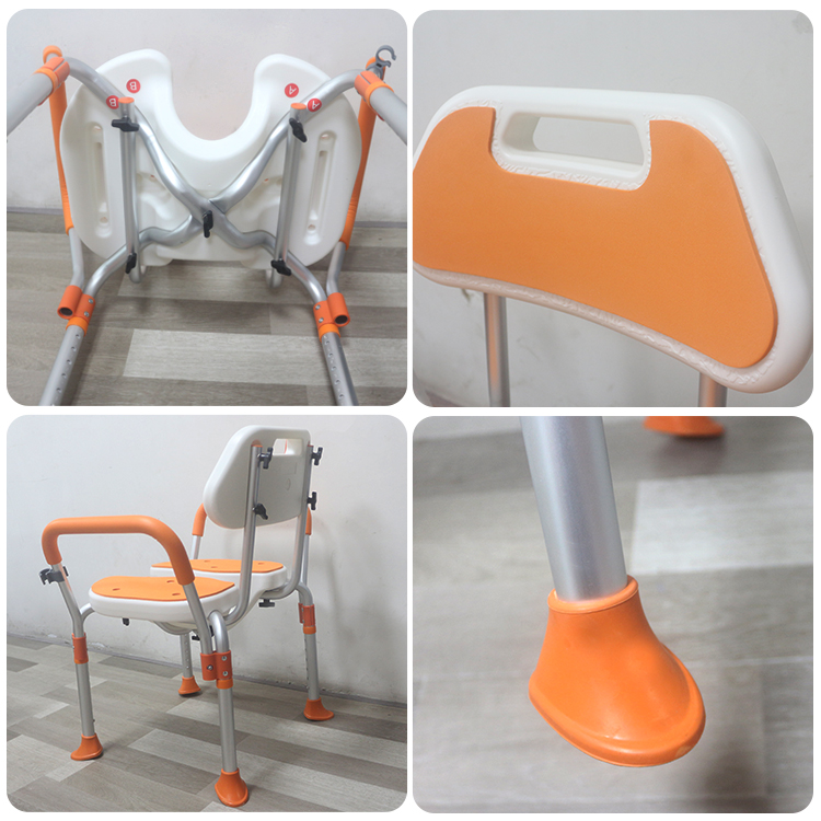 XY320-50 Heavy-Duty Adjustable Shower Chair with Arms & Back, 300 kg Load, Aluminum Frame, EVA Padded Seat — Factory Wholesale