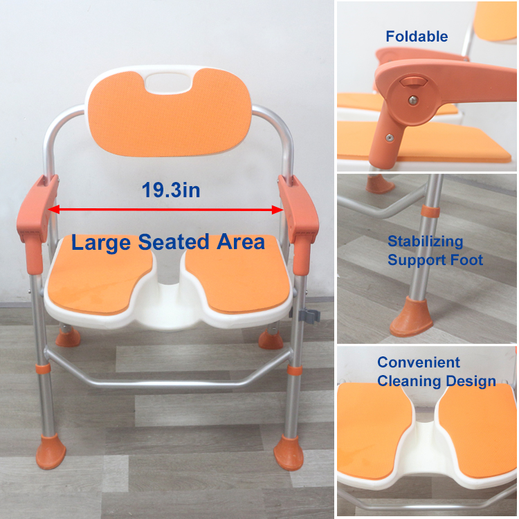 Wholesale 300 kg Adjustable Aluminum Shower Chair with Back & Arms, EVA Seat – Model XY320-51