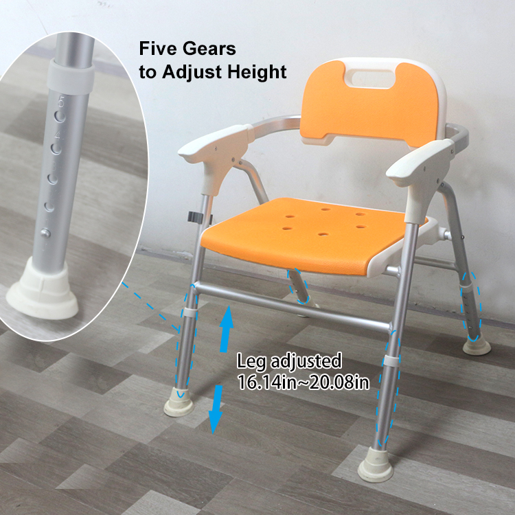 Wholesale Adjustable Shower Chair / Shower Seat XY320-53, 300 kg Heavy-Duty Aluminum Bath Chair with Arms – Factory OEM, Bulk Supply