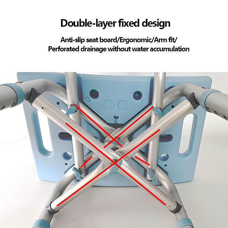 Heavy-Duty Adjustable Shower Chair with Back, 300 kg Load | Aluminum Frame, Non-Slip Feet | Model XY320-61 (Factory Wholesale)