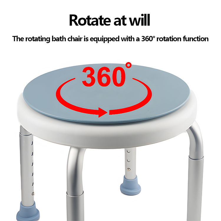 XY320-62 Adjustable Aluminum Shower Stool, 300kg Load, Non-Slip Round Bath Seat | Factory Wholesale