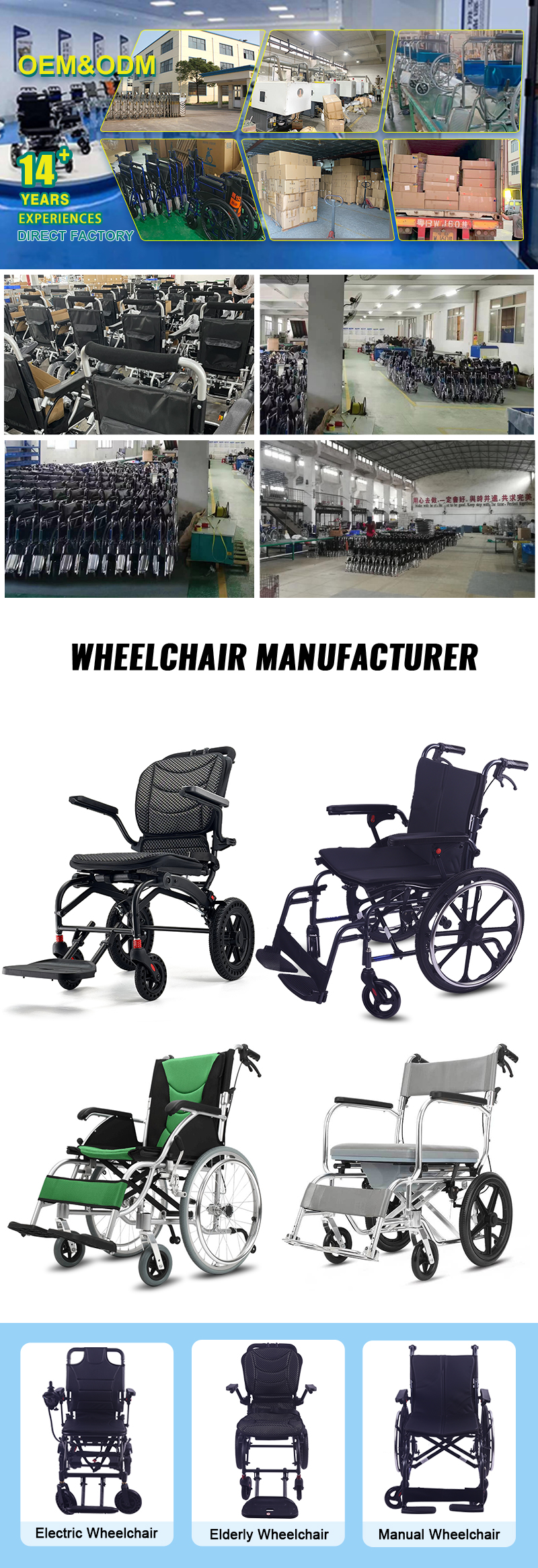 Factory Wholesale Manual Foldable Wheelchair Medical Lightweight Steel Wheelchair for Elderly Disabled