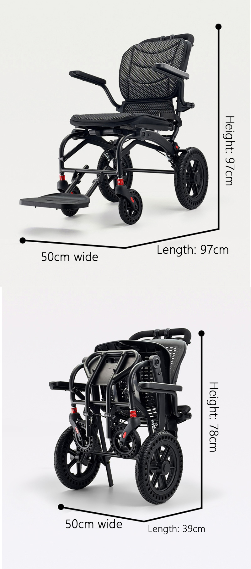Factory Wholesale Manual Foldable Wheelchair Medical Lightweight Steel Wheelchair for Elderly Disabled