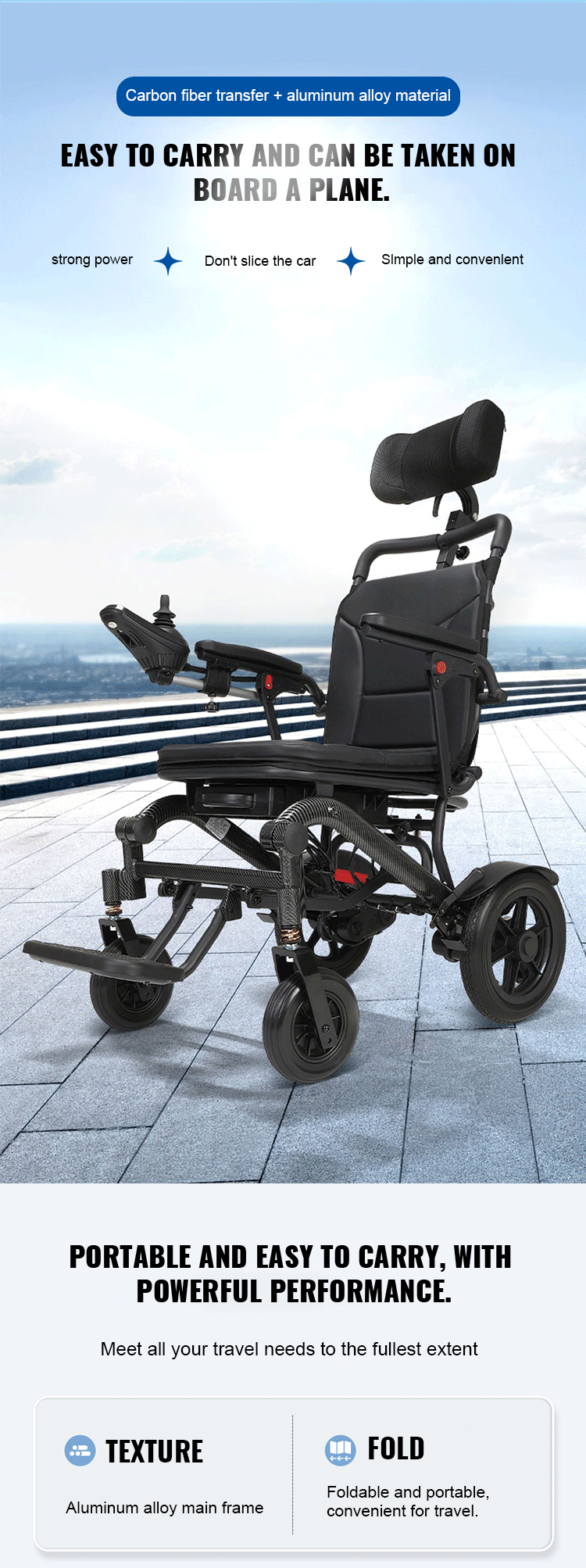 Factory Sale Foldable Light Weight Travel Electric Wheelchair Comfortable Auto Wheelchair for Handicapped