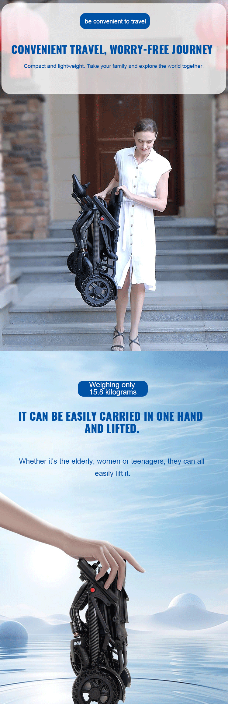 Factory Sale Foldable Light Weight Travel Electric Wheelchair Comfortable Auto Wheelchair for Handicapped