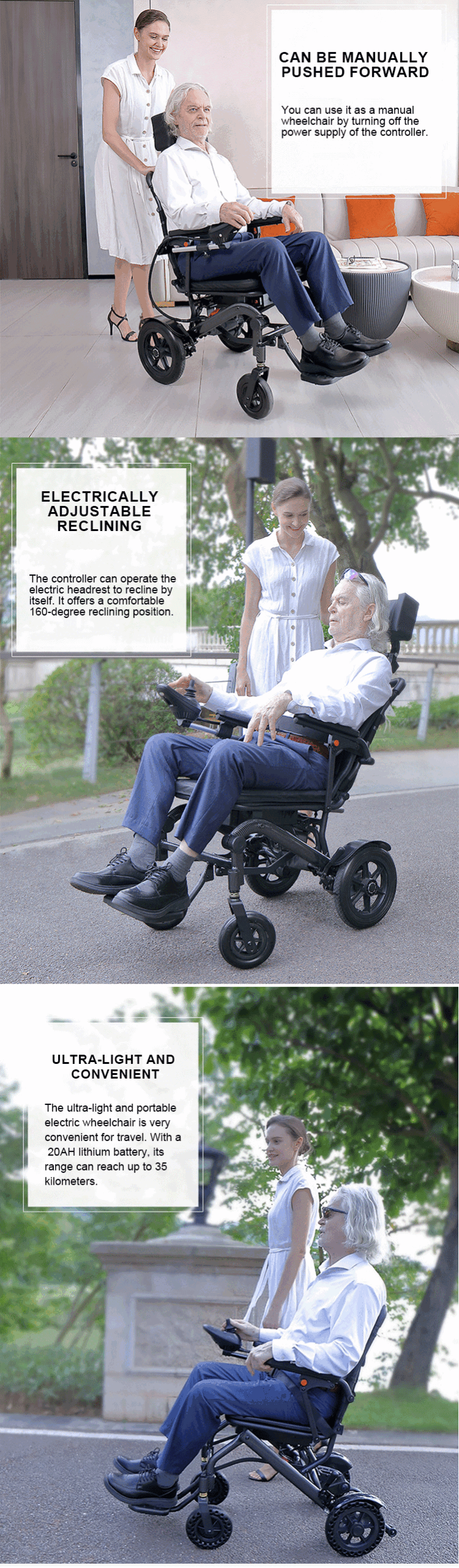 Factory Sale Foldable Light Weight Travel Electric Wheelchair Comfortable Auto Wheelchair for Handicapped