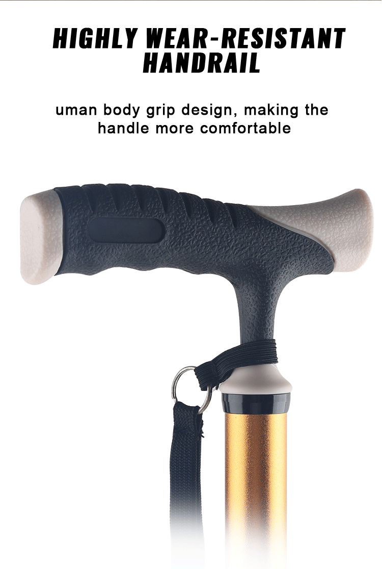 Height Adjustable Aluminum Cane Stabled Four Legs Walking Stick Wrist Strap Walking Cane Elderly Crutch