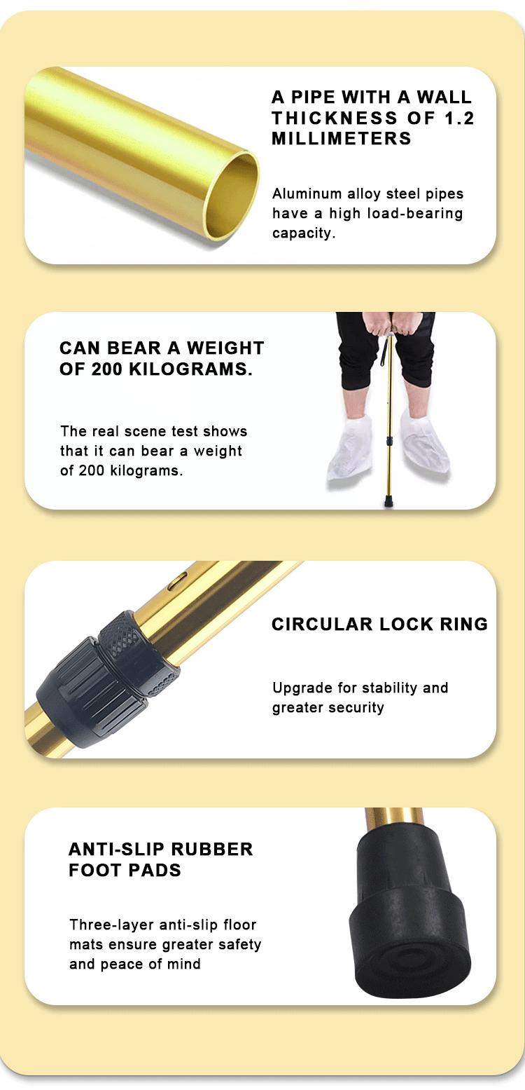 Manufacturer Supply Folding Climbing Trekking Poles Lightweight Aluminum Cane Walking Stick Standing Crutch for Elderly