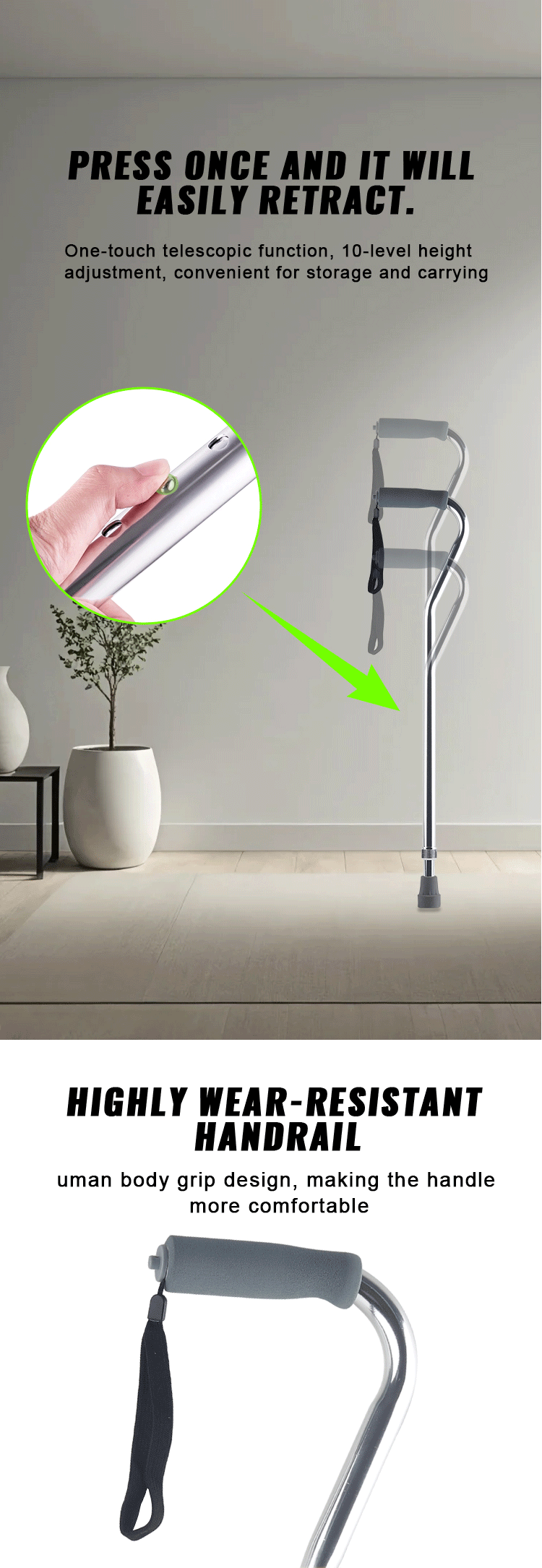 Factory Custom Hight Adjustable Cane Outdoor Walking Stick Lightweight Aluminum Walking Stick Elderly Crutch