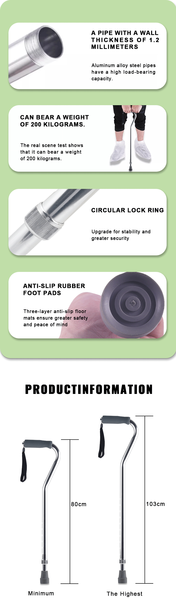 Factory Custom Hight Adjustable Cane Outdoor Walking Stick Lightweight Aluminum Walking Stick Elderly Crutch