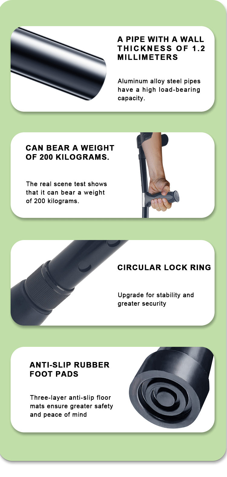 Wholesale Folding Walking Cane Hand Grip Walking Stick Arm Elbow Crutch Walking Aids for Disabled