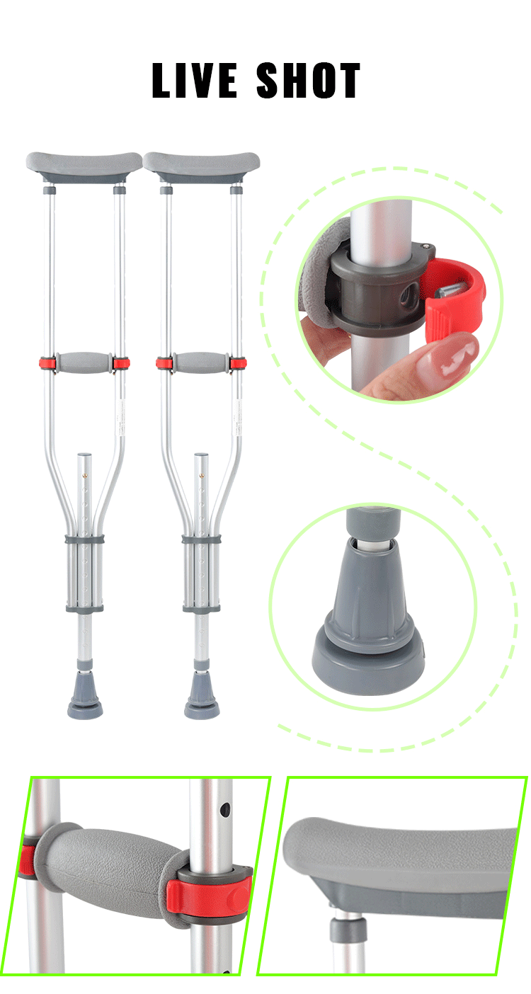 Hot Sale Lightweight Underarm Crutches Adjustable Arm Cane Comfort Elbow Crutches for Elderly Disabled