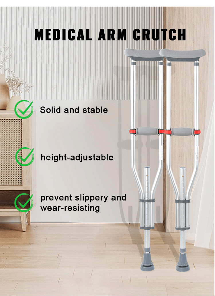 Hot Sale Lightweight Underarm Crutches Adjustable Arm Cane Comfort Elbow Crutches for Elderly Disabled