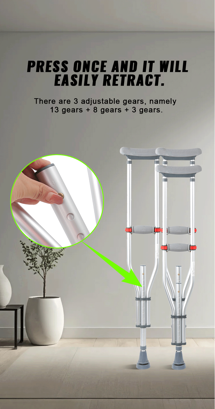 Hot Sale Lightweight Underarm Crutches Adjustable Arm Cane Comfort Elbow Crutches for Elderly Disabled