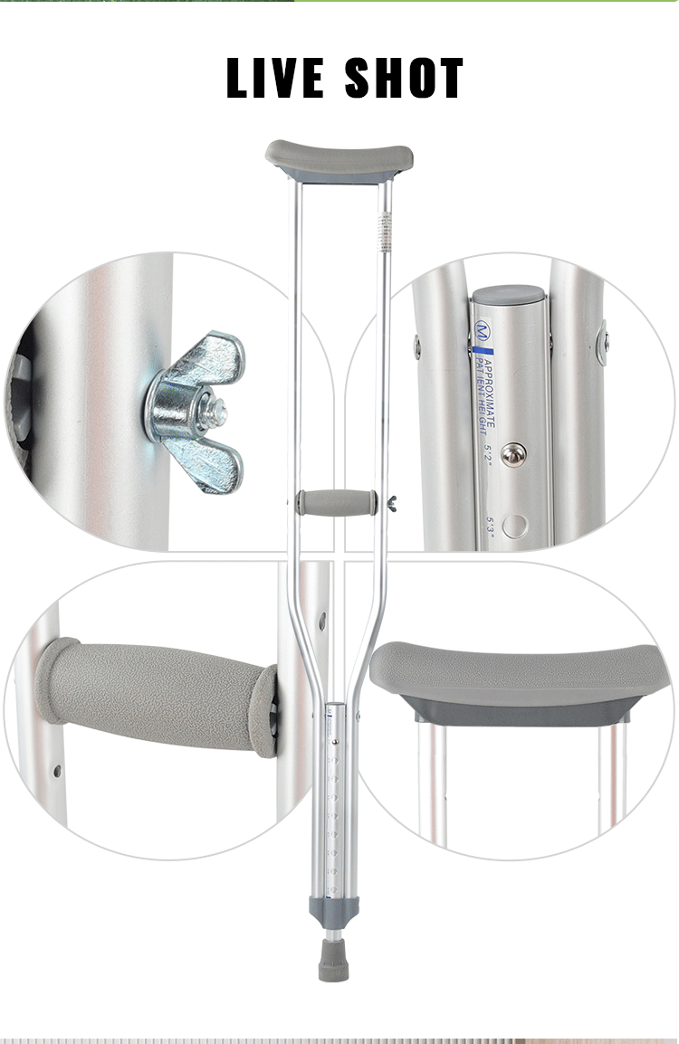 OEM Custom Disabled Crutch Aluminum Underarm Crutches Hight Adjustable Medical Crutches