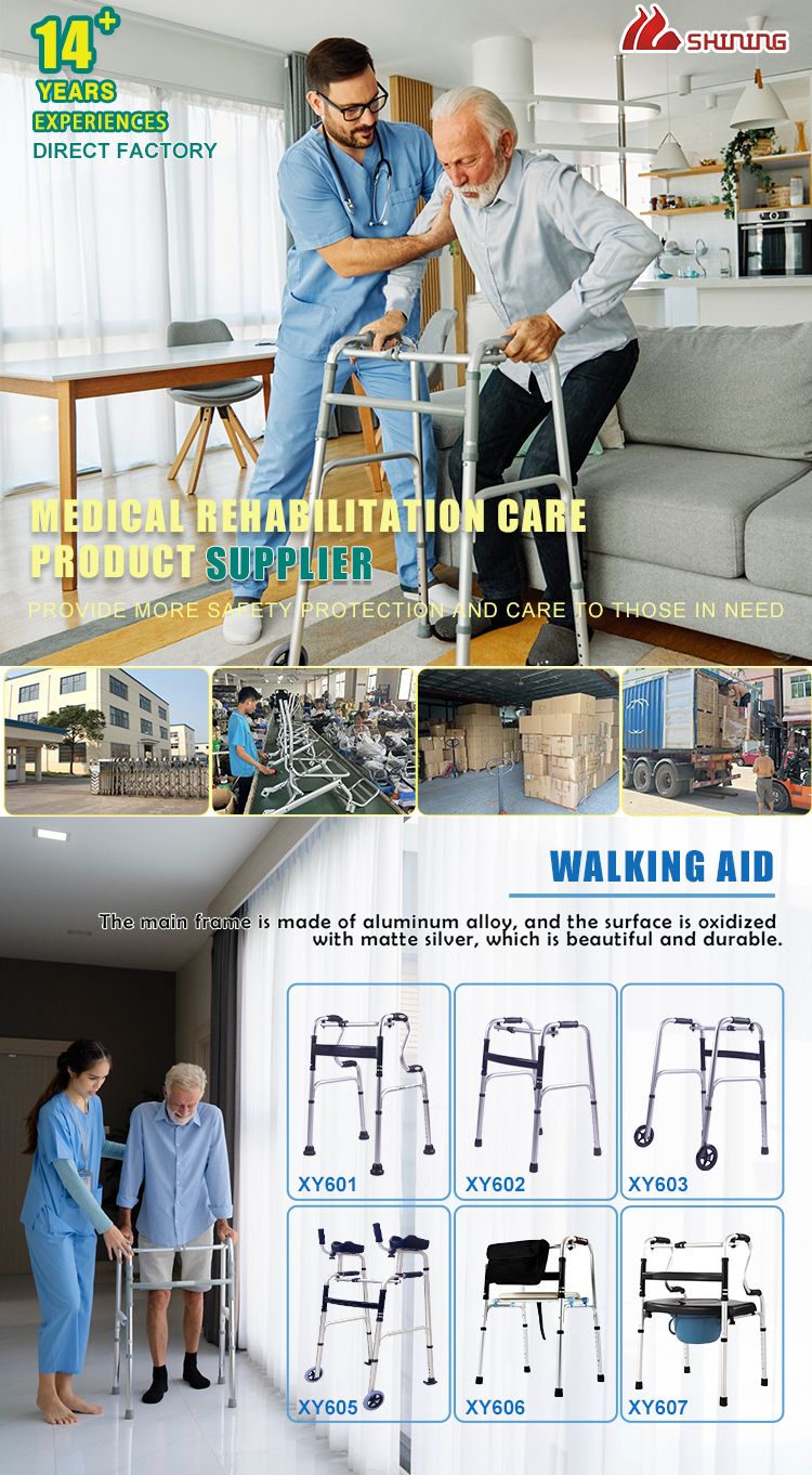 Factory Custom Aluminum Walking Aids Foldable Lightweight Roller Walker for Disabled Rehabilitation Therapy