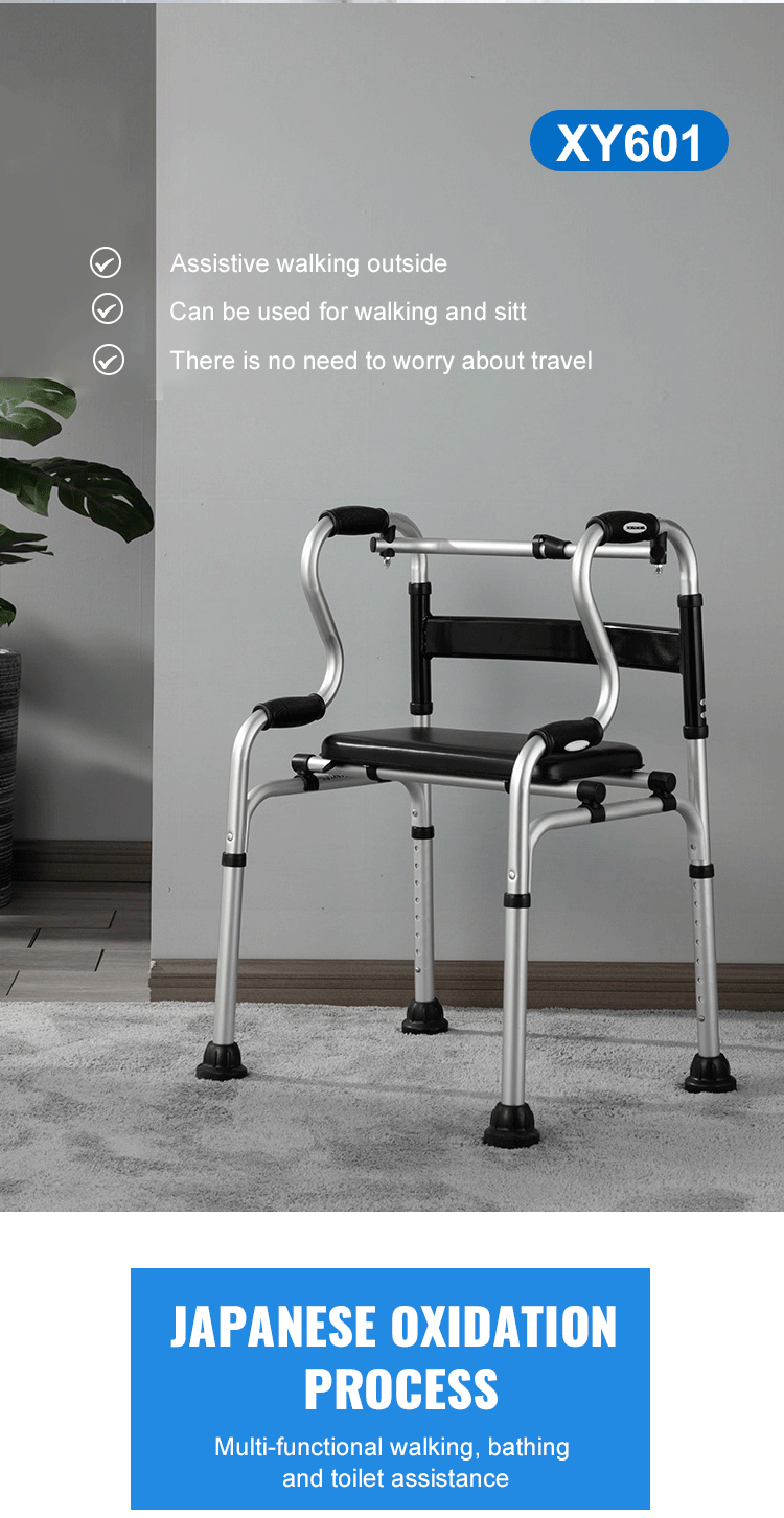 Factory Custom Aluminum Walking Aids Foldable Lightweight Roller Walker for Disabled Rehabilitation Therapy