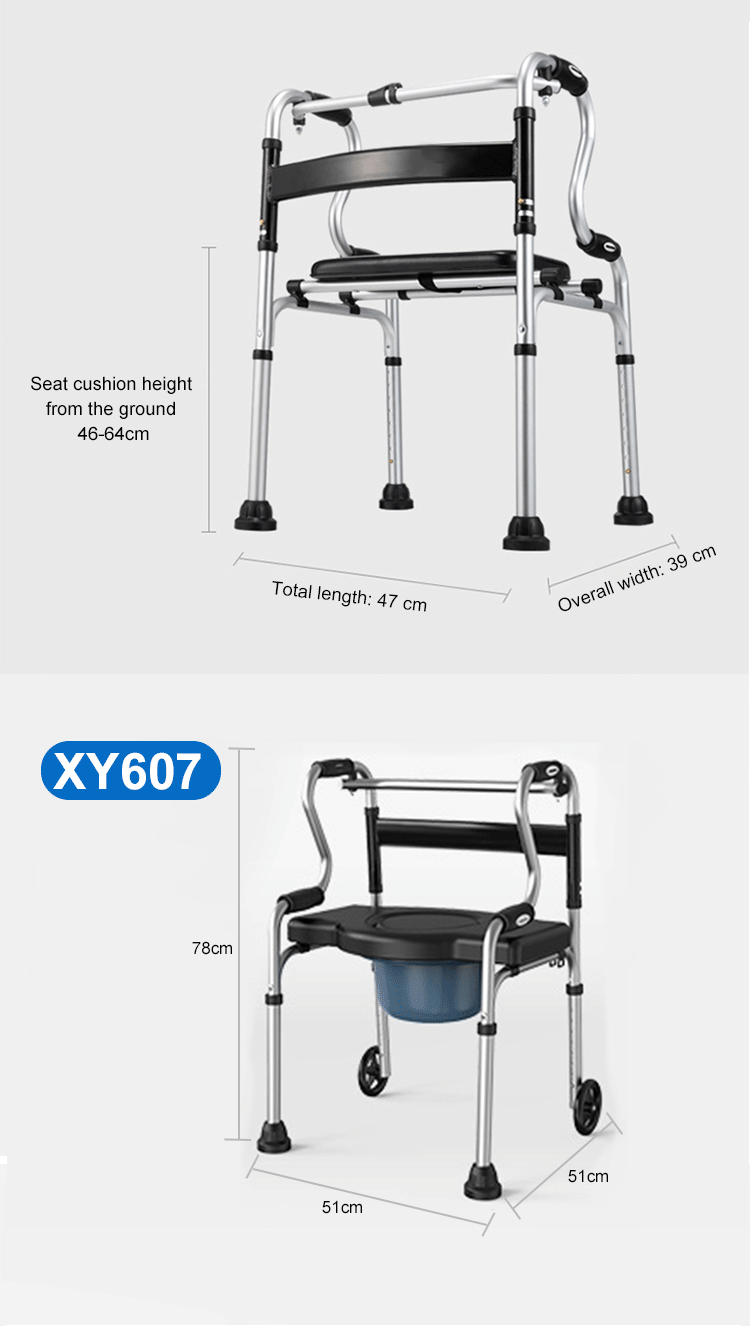 Factory Custom Aluminum Walking Aids Foldable Lightweight Roller Walker for Disabled Rehabilitation Therapy