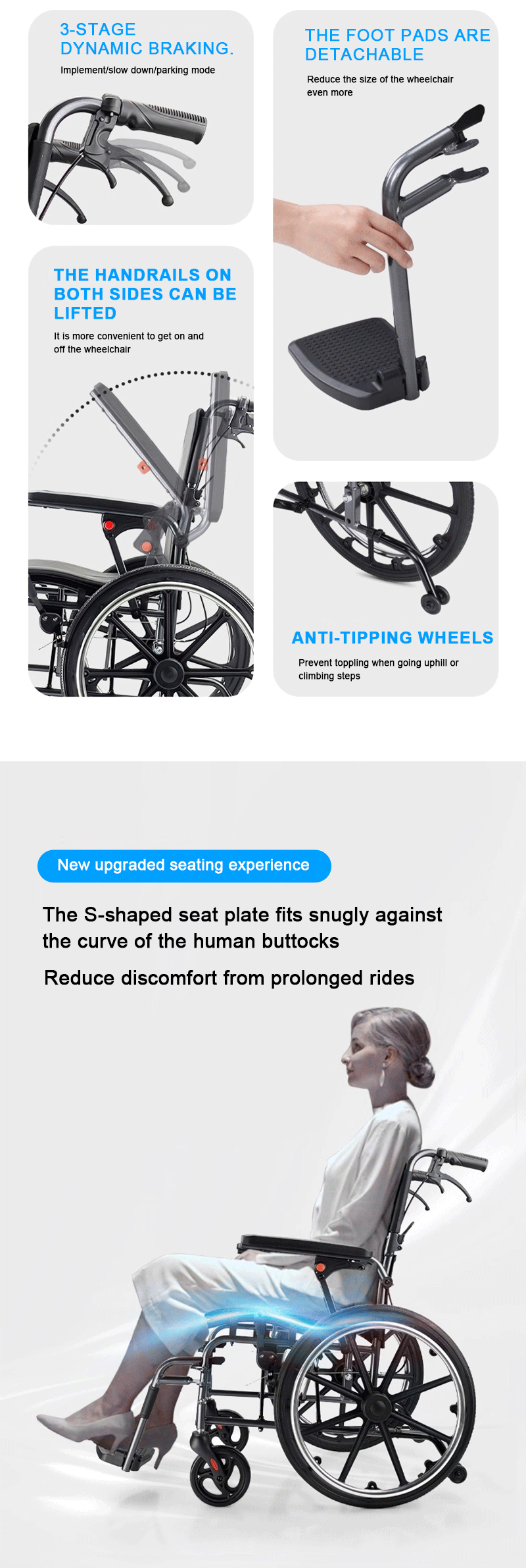 Best Quality OEM Manual Wheelchair Foldable Aluminium Alloy Wheelchair Disabled Elderly Rehabilitation Equipment