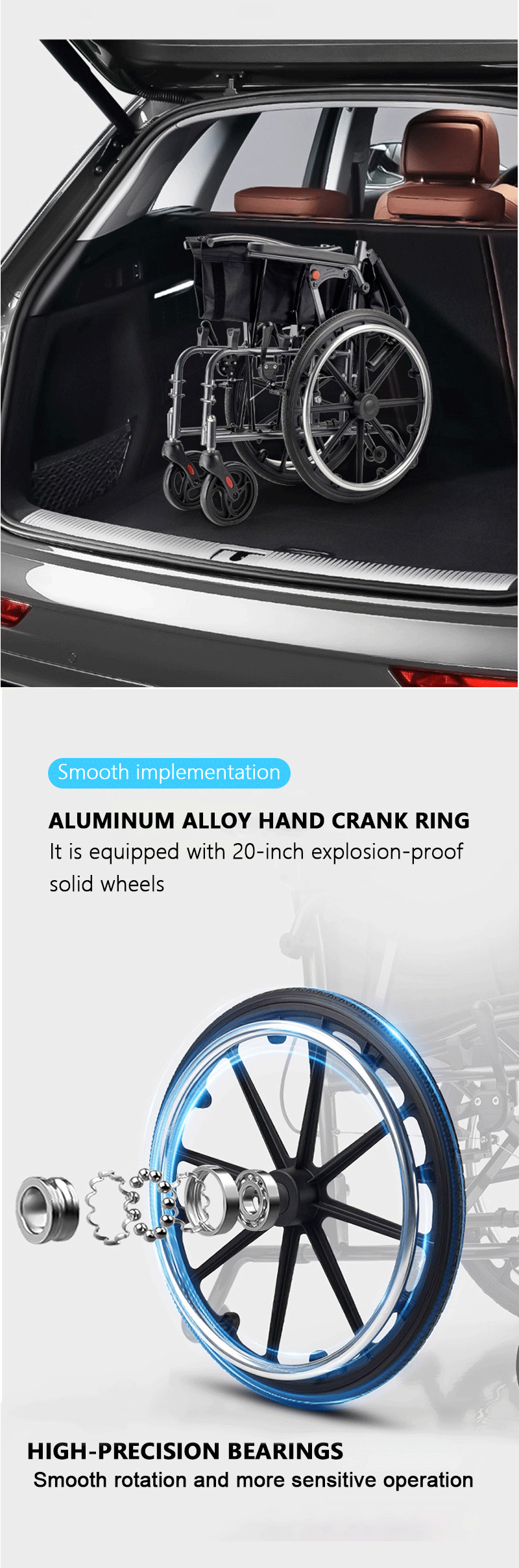 Best Quality OEM Manual Wheelchair Foldable Aluminium Alloy Wheelchair Disabled Elderly Rehabilitation Equipment