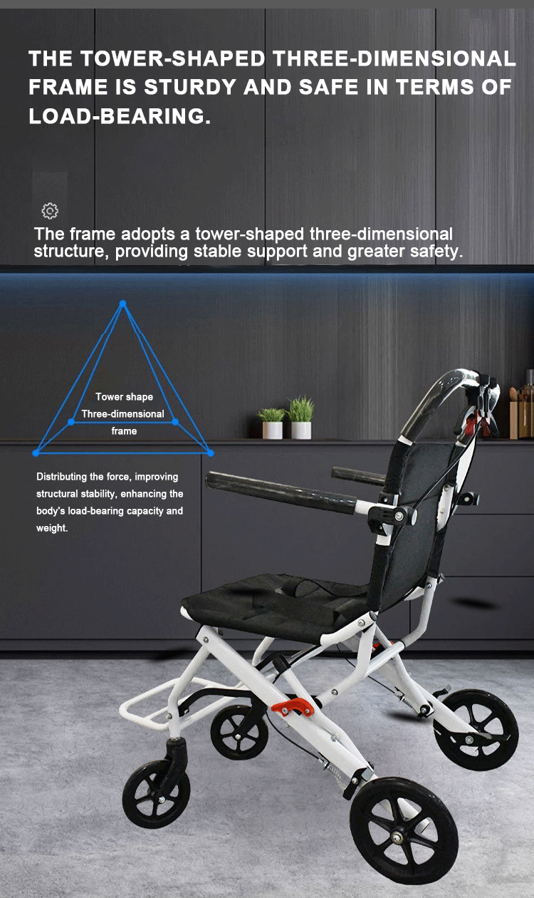 Factory Ultra Lightweight Airplane Wheelchair Aluminum Manual Wheelchair Foldable for Transport