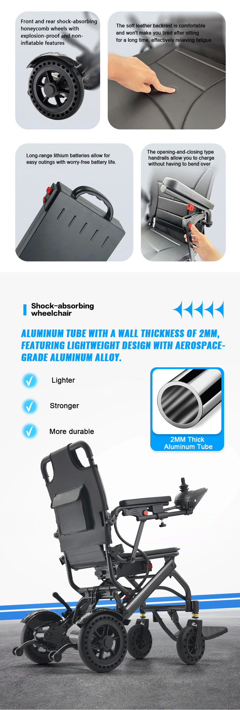 Best Sale Custom Electric Wheelchair Foldable Aluminium Alloy Lightweight Electric Folding Wheelchair for Disabled Elderly