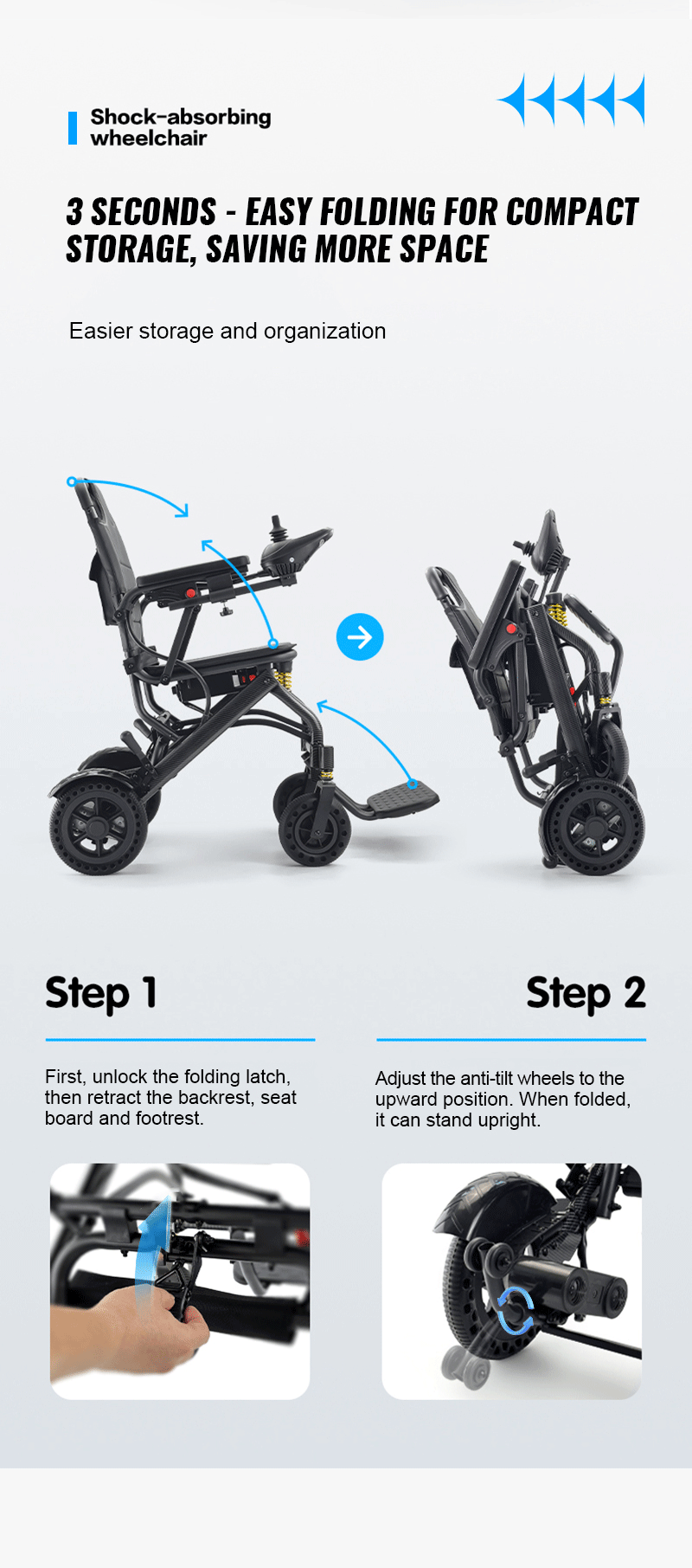 Best Sale Custom Electric Wheelchair Foldable Aluminium Alloy Lightweight Electric Folding Wheelchair for Disabled Elderly