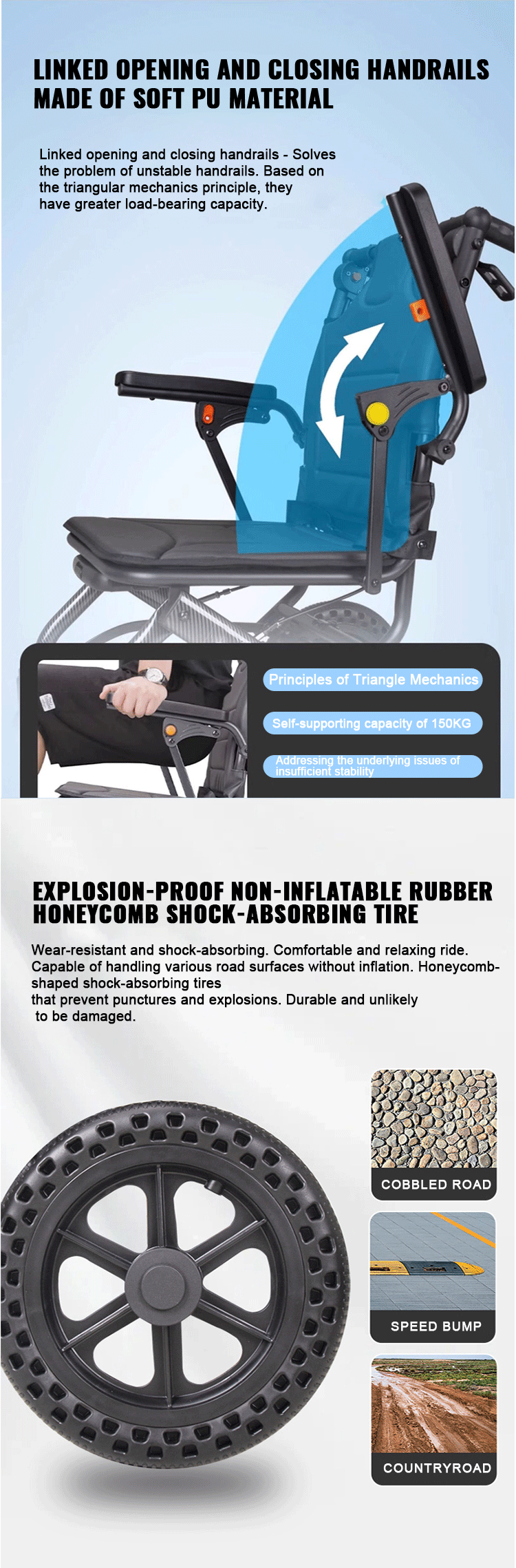 Wholesale High Quality Manual Wheelchair Aluminum Folding Armrest Wheelchair Lightweight Wheelchair for Disabled Elderly