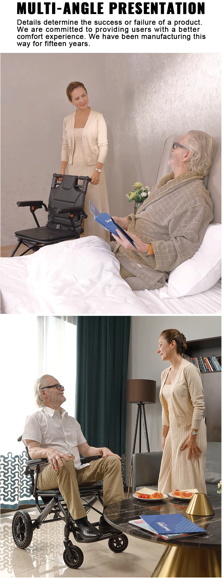 Wholesale High Quality Manual Wheelchair Aluminum Folding Armrest Wheelchair Lightweight Wheelchair for Disabled Elderly