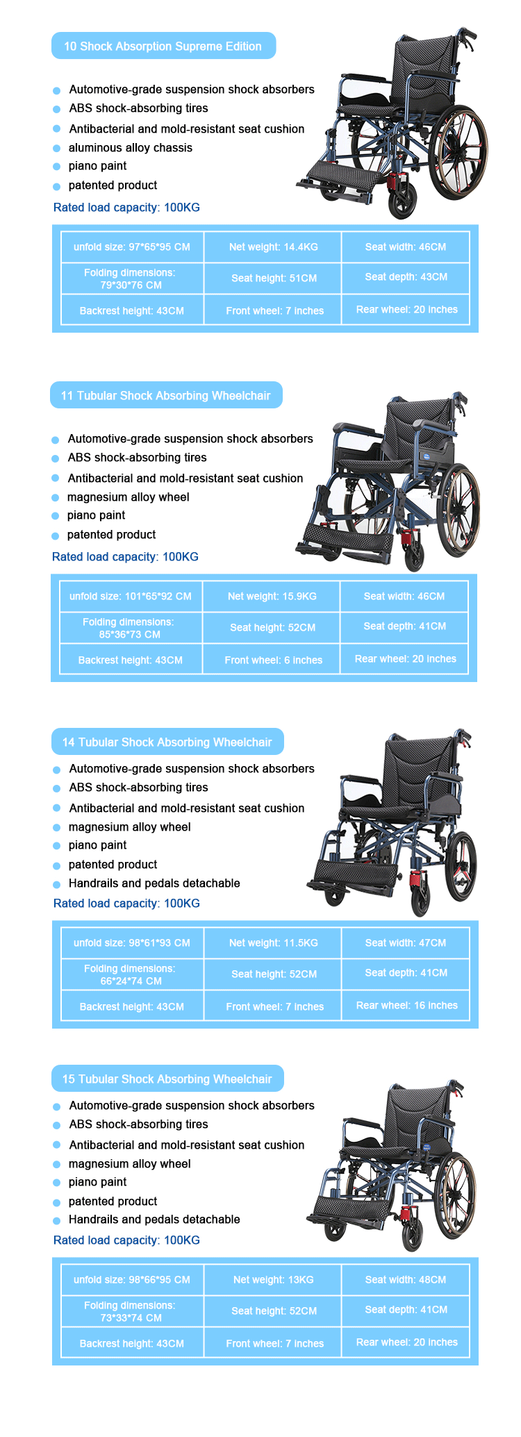 Wholesale Premium Quality Wheelchair Foldable Aluminium Alloy Wheelchair for Disabled Elderly Manual Customized Wheelchair